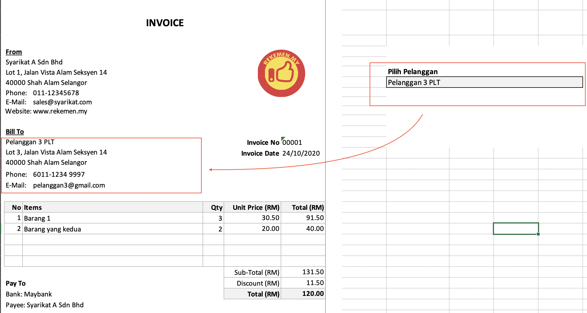 Template Invoice Malaysia - Guna Excel ⋆ Rekemen MY