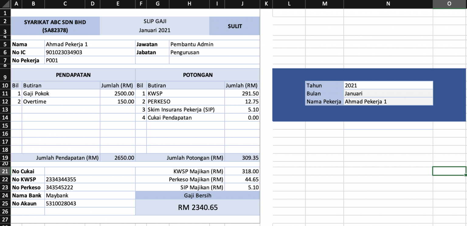 Template Slip Gaji Excel Malaysia ⋆ Rekemen Template Slip Gaji Excel Malaysia ⋆ Rekemen