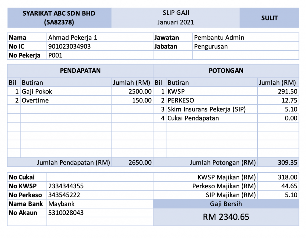 Template Slip Gaji Excel Malaysia ⋆ Rekemen MY