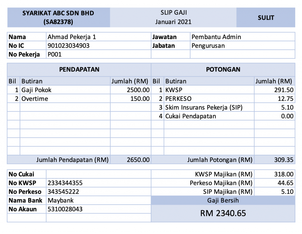 Contoh Slip Gaji Excel Download - IMAGESEE