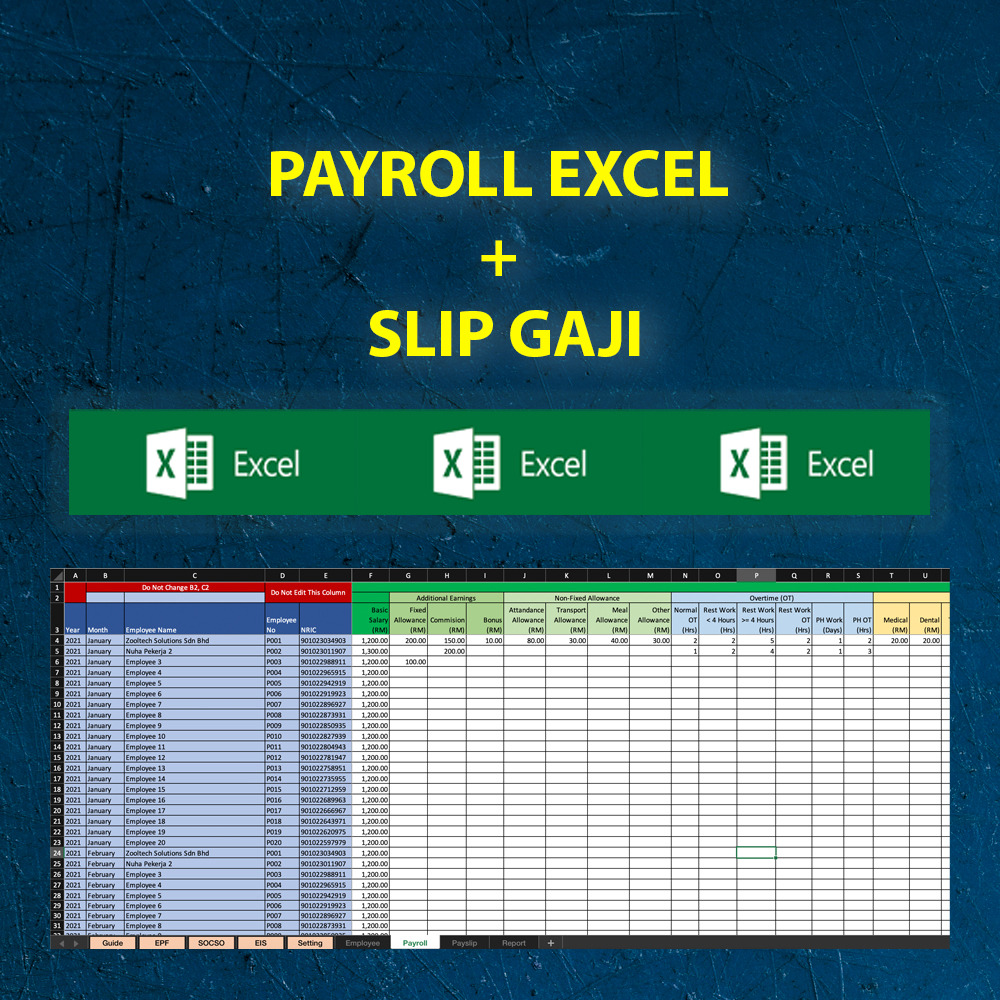 Malaysia Payroll Excel Template 6 Salary Slip Templates Word Excel Images