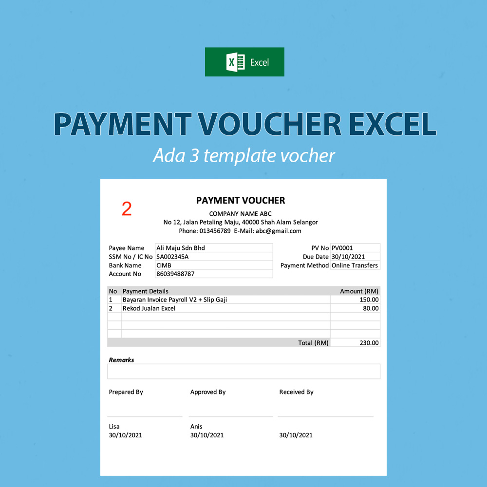 Payment Voucher Excel Malaysia - Lebih Mudah & Efektif ⋆ Rekemen