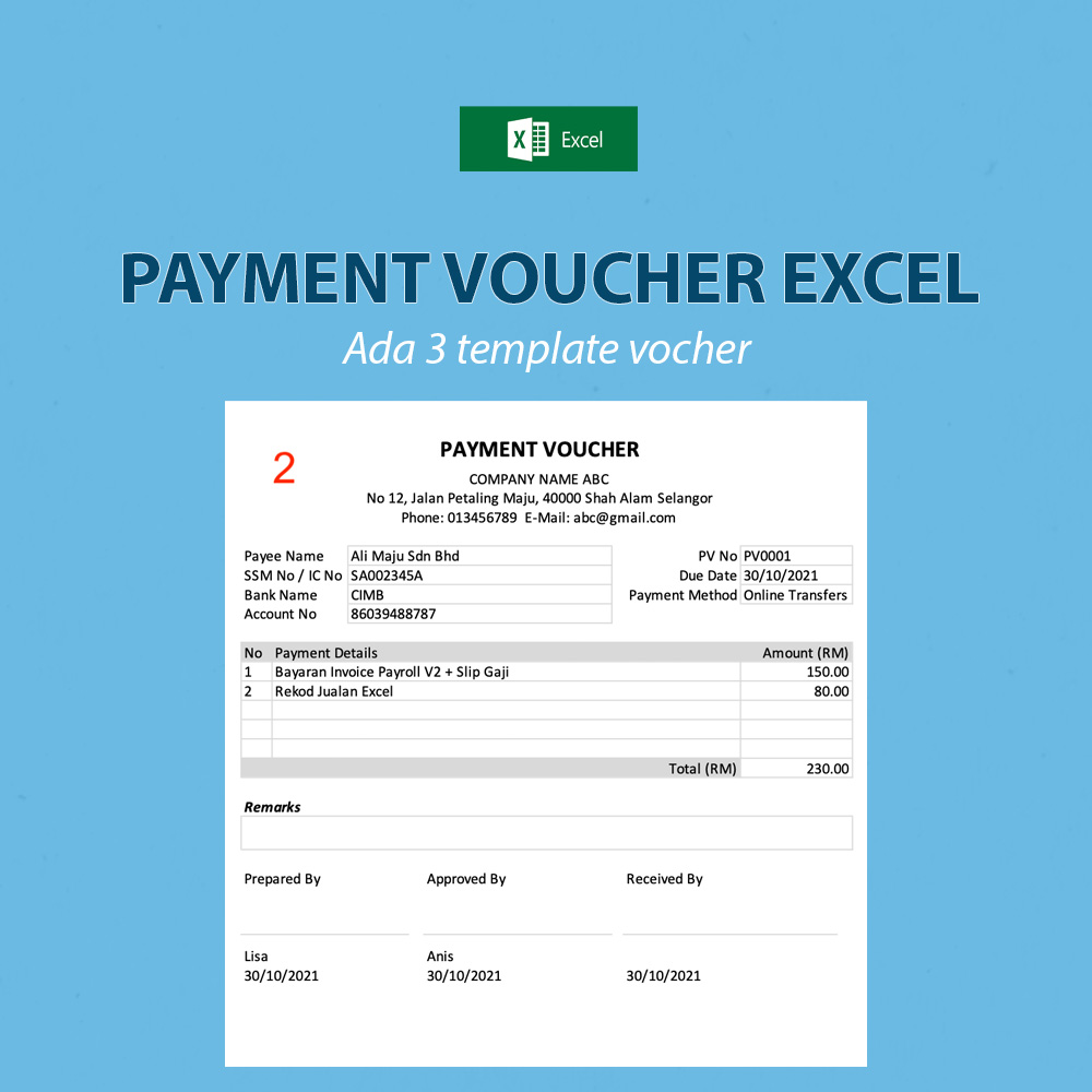 Payment Voucher Excel Malaysia