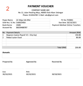 Payment Voucher Excel Malaysia 2