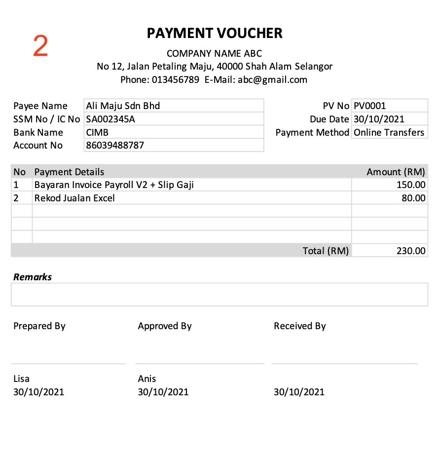 Payment Voucher Excel Malaysia - Lebih Mudah & Efektif ⋆ Rekemen