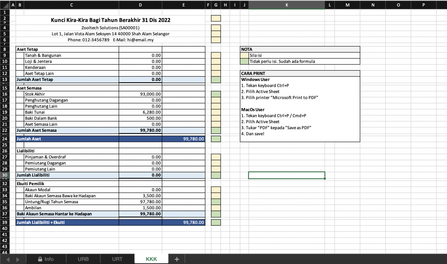 Template Untung Rugi Excel & Kunci Kirakira ⋆ Rekemen