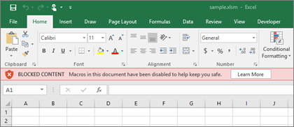 Blocked content - excel